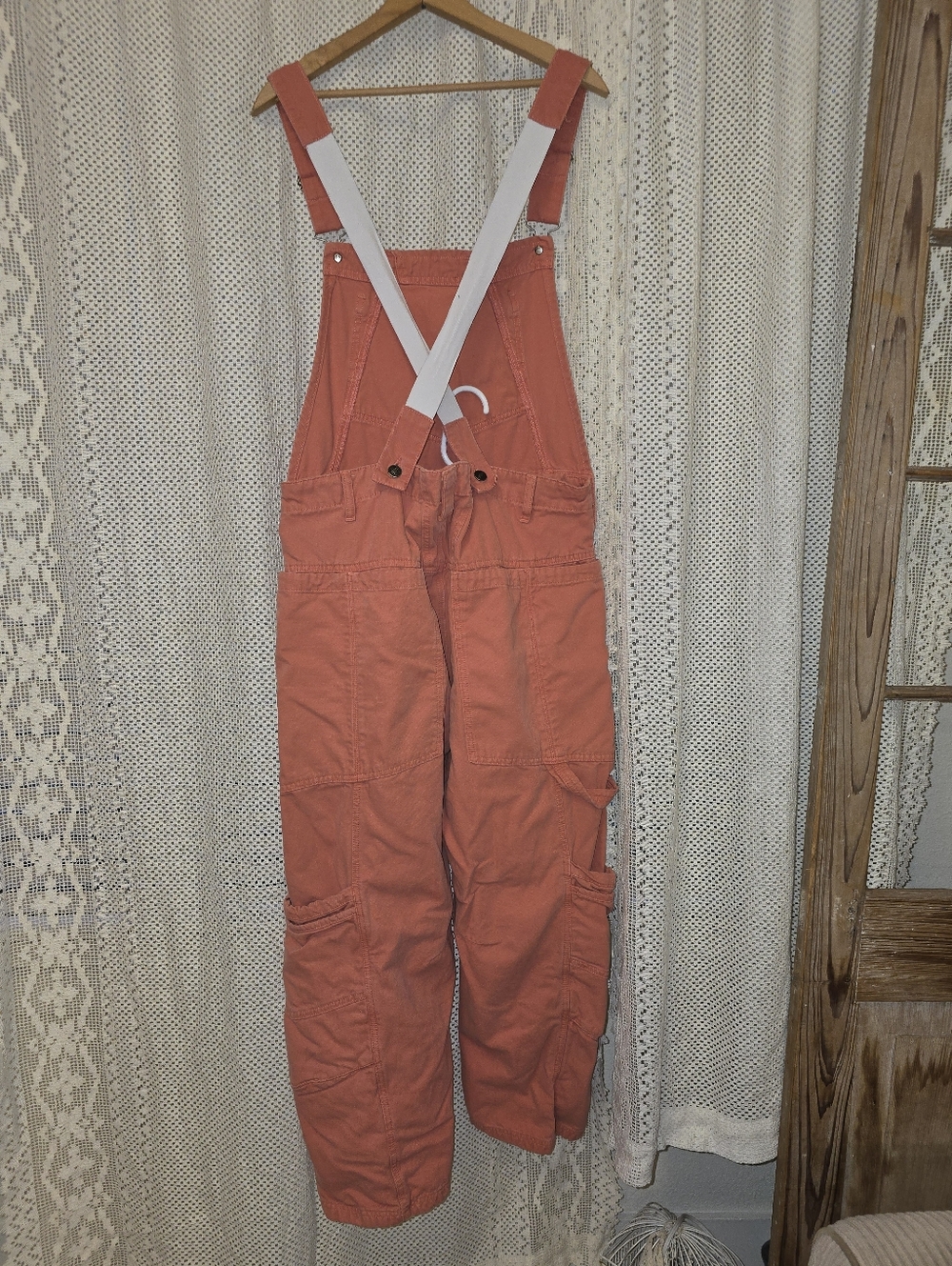 Free People Rayna Carpenter Overalls Burnt Orange Coveralls Denim Jumper, Medium - Picture 8 of 15